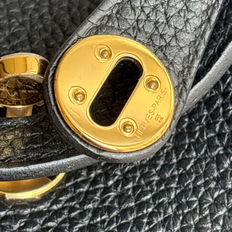 ::HERMES 愛馬仕:: W刻黑色皮革金釦MINI LINDY手提斜背包-23