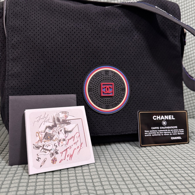 ❣️雙11特價❣️ 🎉Chanel 香奈兒🎉 運動系列 黑色絨布尼龍拼接斜背包-5