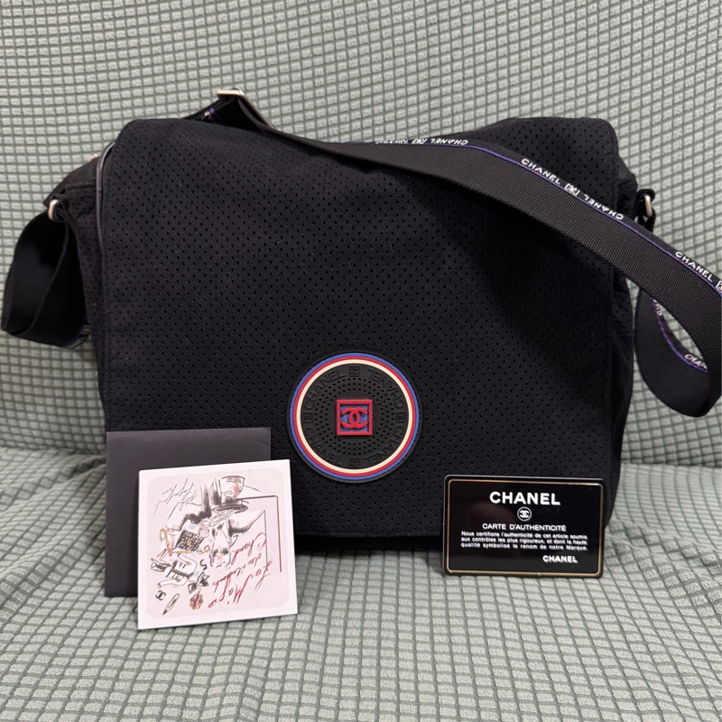 ❣️雙11特價❣️ 🎉Chanel 香奈兒🎉 運動系列 黑色絨布尼龍拼接斜背包-6