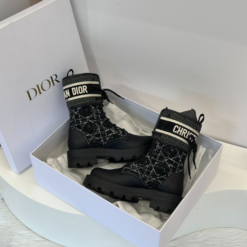 DIOR D- major粗低跟短靴 - 黑 36-0