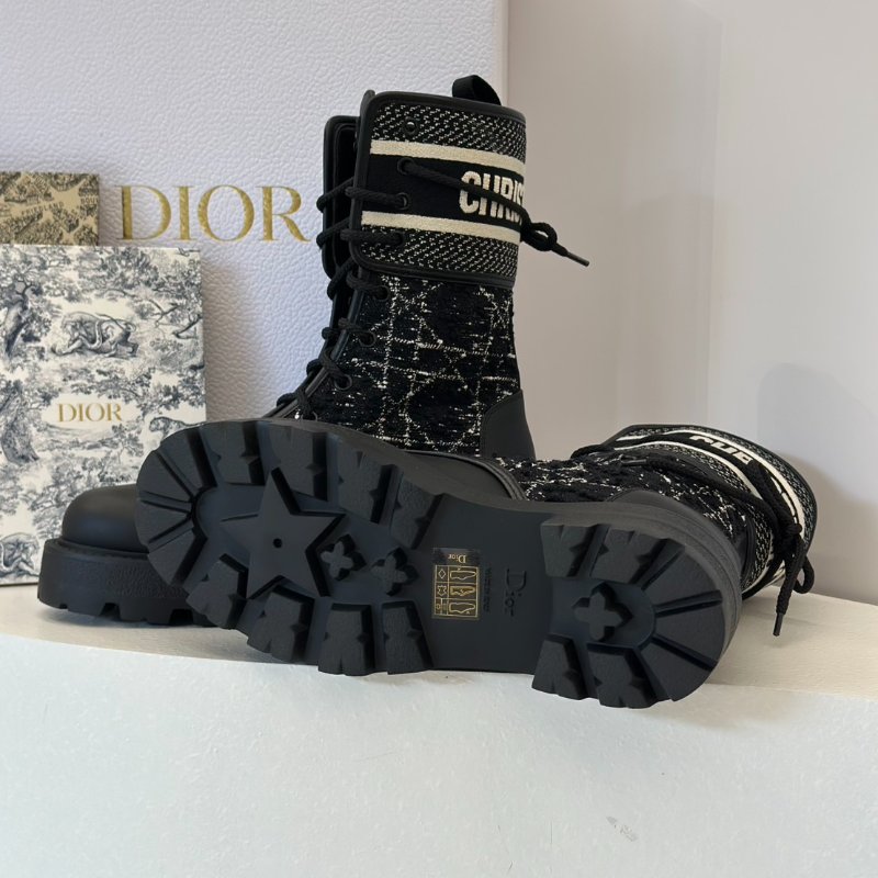 DIOR D- major粗低跟短靴 - 黑 36-3