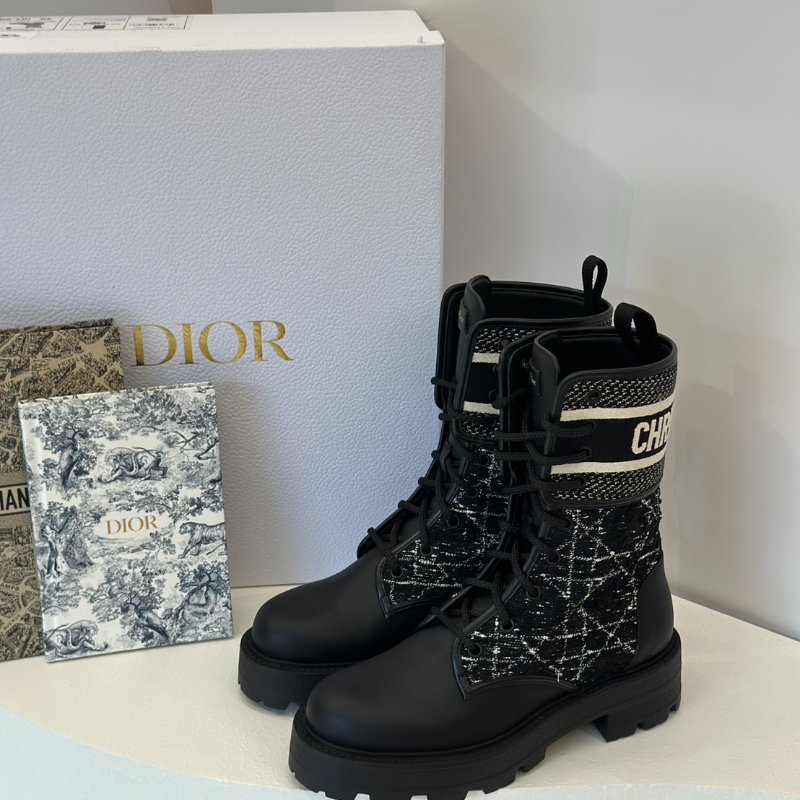 DIOR D- major粗低跟短靴 - 黑 36-5
