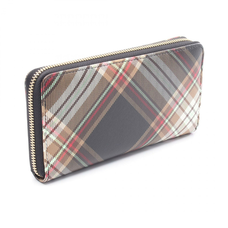 Vivienne Westwood 經典圓形拉鍊皮夾 Orb Around 長版皮夾 51050023US001KD101 PVC塗層帆布 棕色 Multico-1
