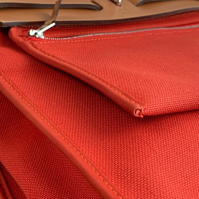 Hermes愛馬仕 銀扣herbag31 帆布拼皮肩背包 A刻-21