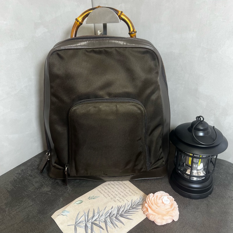 Gucci 竹節帆布單帶後背包-1