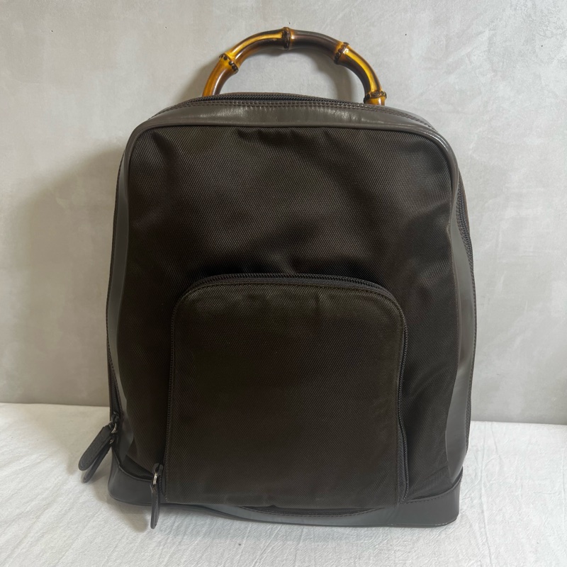 Gucci 竹節帆布單帶後背包-3