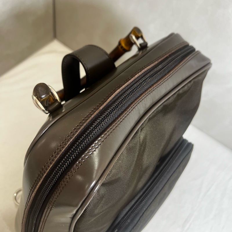 Gucci 竹節帆布單帶後背包-8