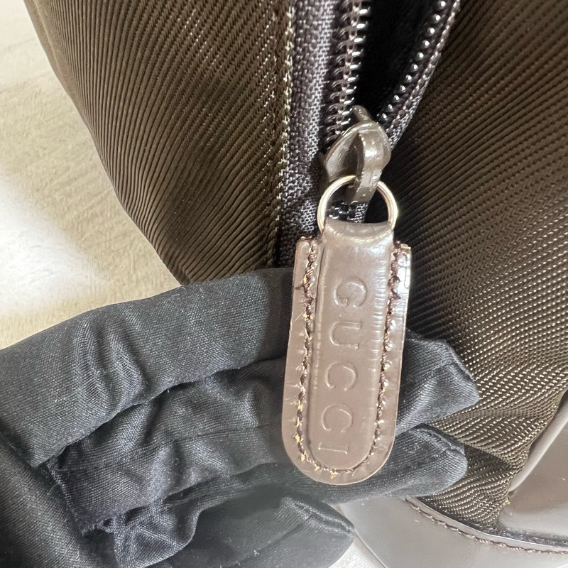 Gucci 竹節帆布單帶後背包-11