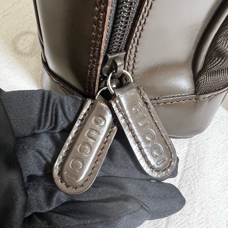 Gucci 竹節帆布單帶後背包-12