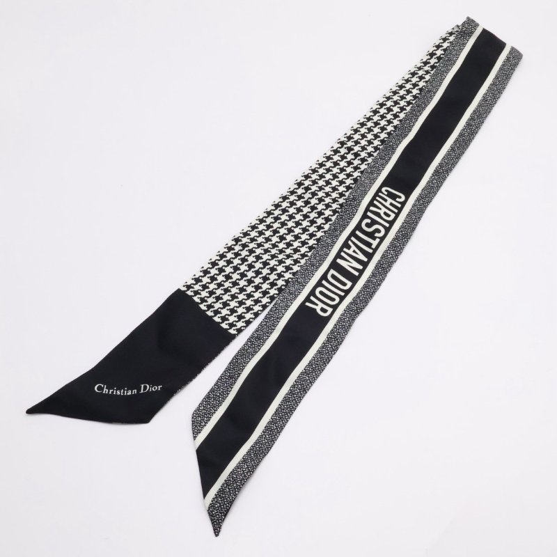 DIOR Christian Dior千鳥格絲巾 - 黑-5