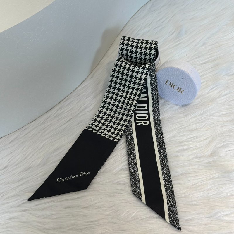 DIOR Christian Dior千鳥格絲巾 - 黑-0
