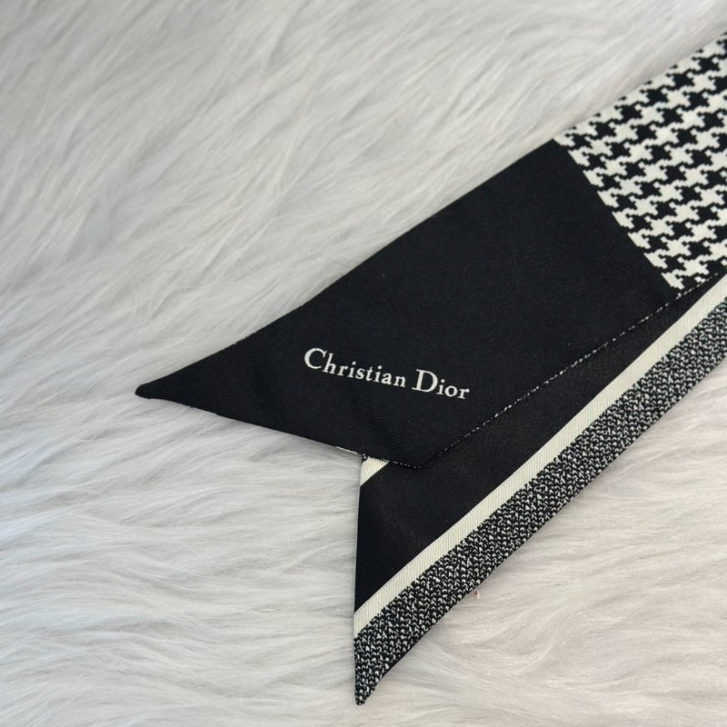 DIOR Christian Dior千鳥格絲巾 - 黑-3