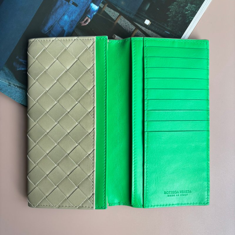 ::BOTTEGA VENETA:: BV 經典編織灰綠色牛皮對開長夾-8
