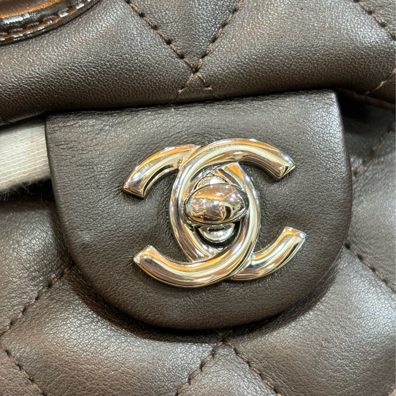 Chanel A25173 LOGO 雙C 康朋 巧克力咖啡色 牛皮 拉鍊 肩背包 吐司包 手提包 多口袋 書包釦-27