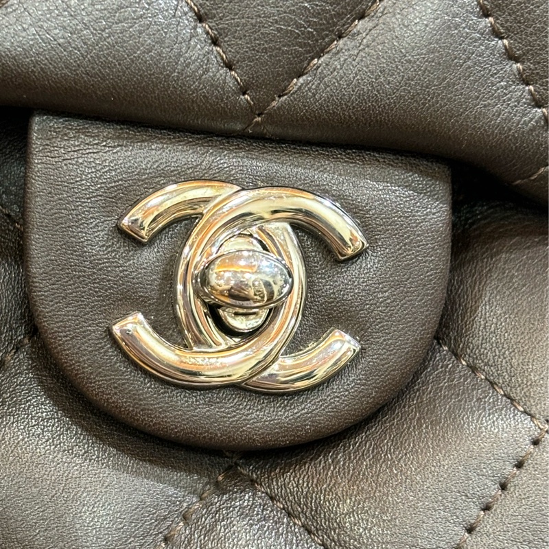 Chanel A25173 LOGO 雙C 康朋 巧克力咖啡色 牛皮 拉鍊 肩背包 吐司包 手提包 多口袋 書包釦-31