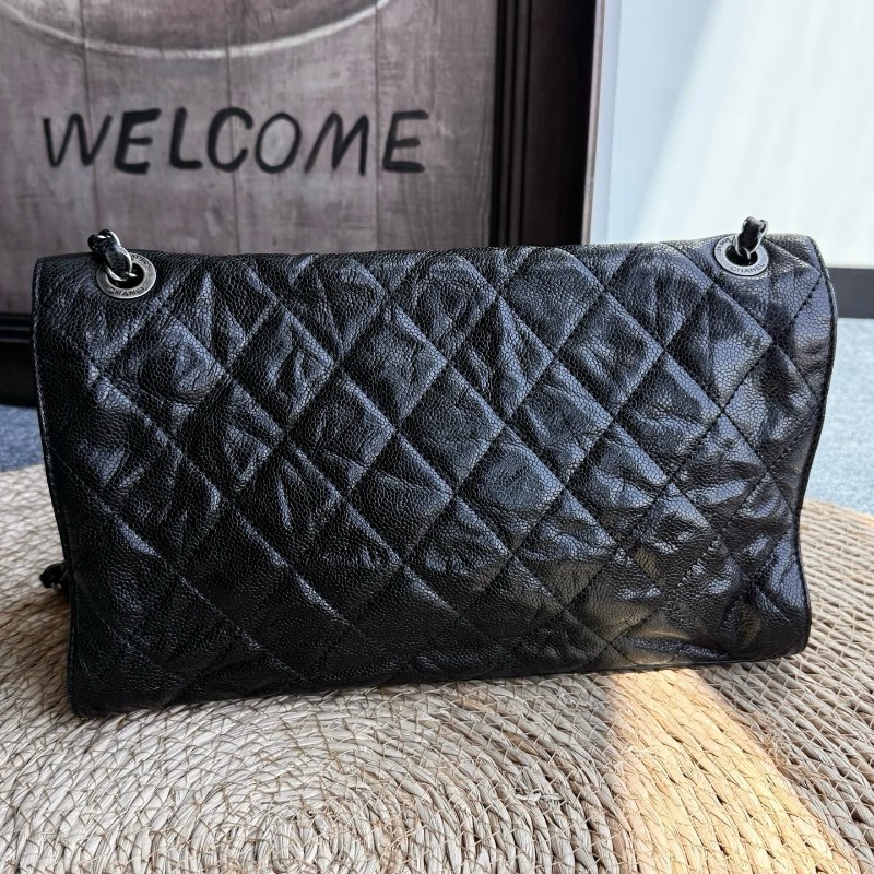 CHANEL香奈兒 魚子醬機場CF黑色肩背包-2