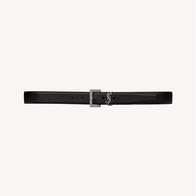 YSL Saint Laurent MONOGRAM粒面皮革腰帶-3