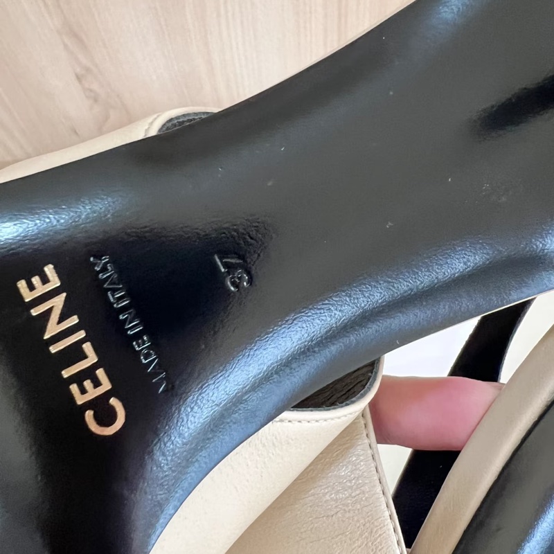 Celine 凱旋門logo 銀釦低跟鞋#37-4