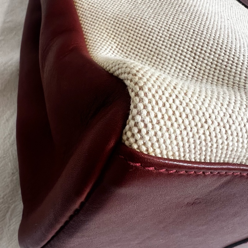 Hermès 皮革帆布手提包-10