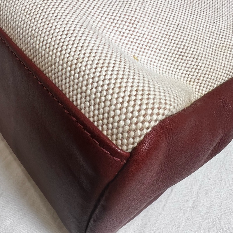 Hermès 皮革帆布手提包-11