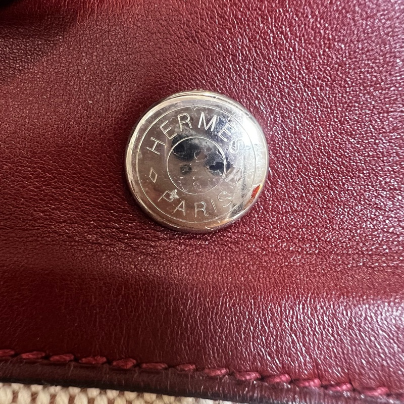 Hermès 皮革帆布手提包-14