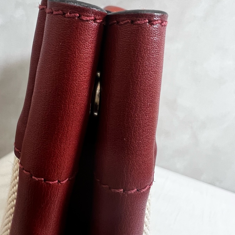 Hermès 皮革帆布手提包-17