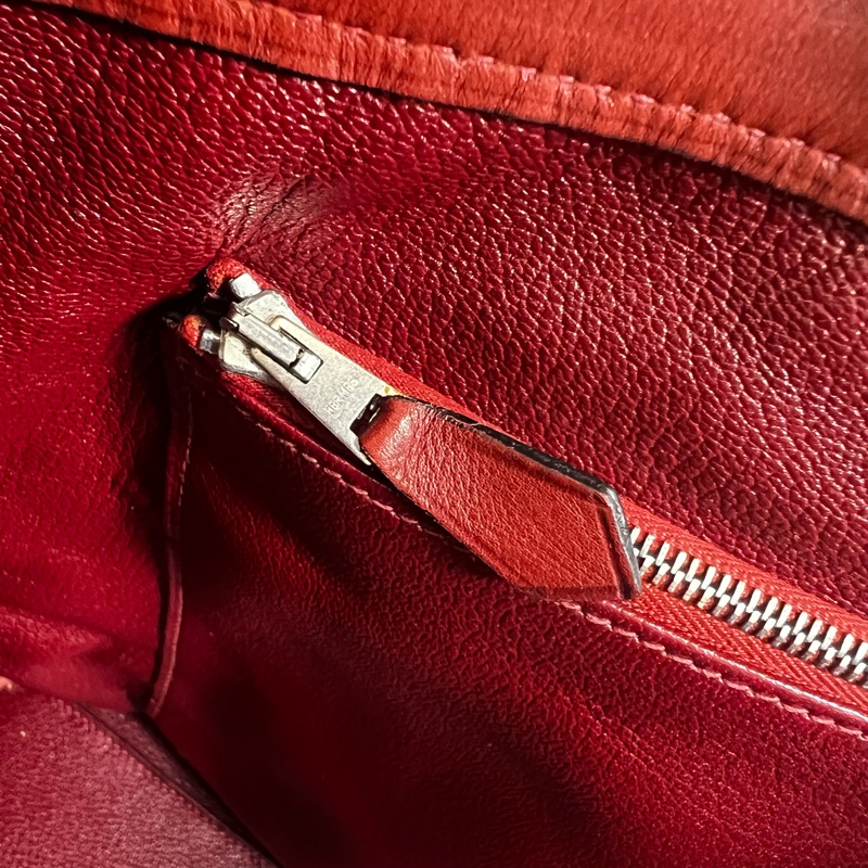 Hermès 皮革帆布手提包-23