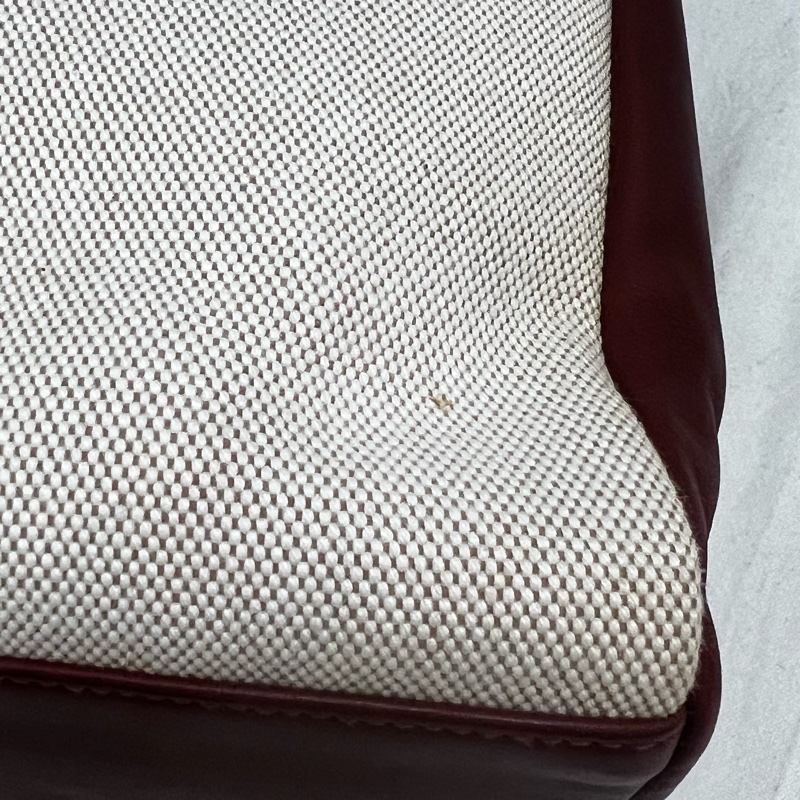 Hermès 皮革帆布手提包-28