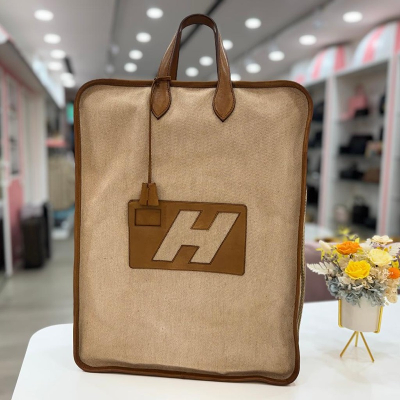 Hermès 稀有款帆布鞋袋-2