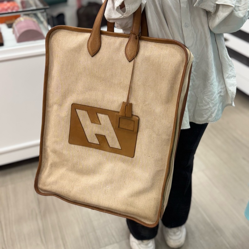 Hermès 稀有款帆布鞋袋-3