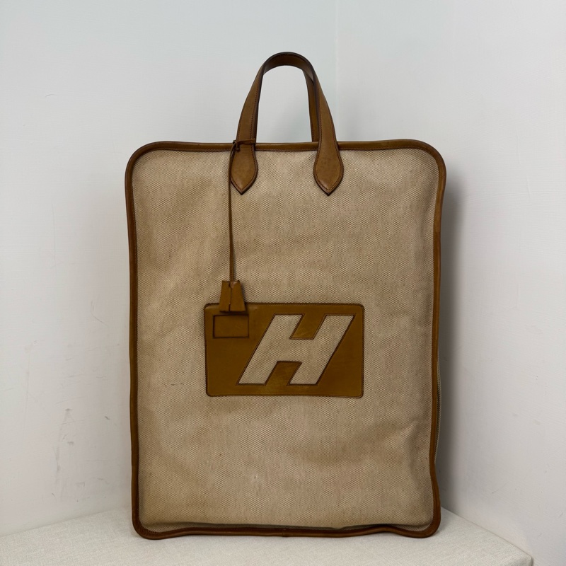Hermès 稀有款帆布鞋袋-5
