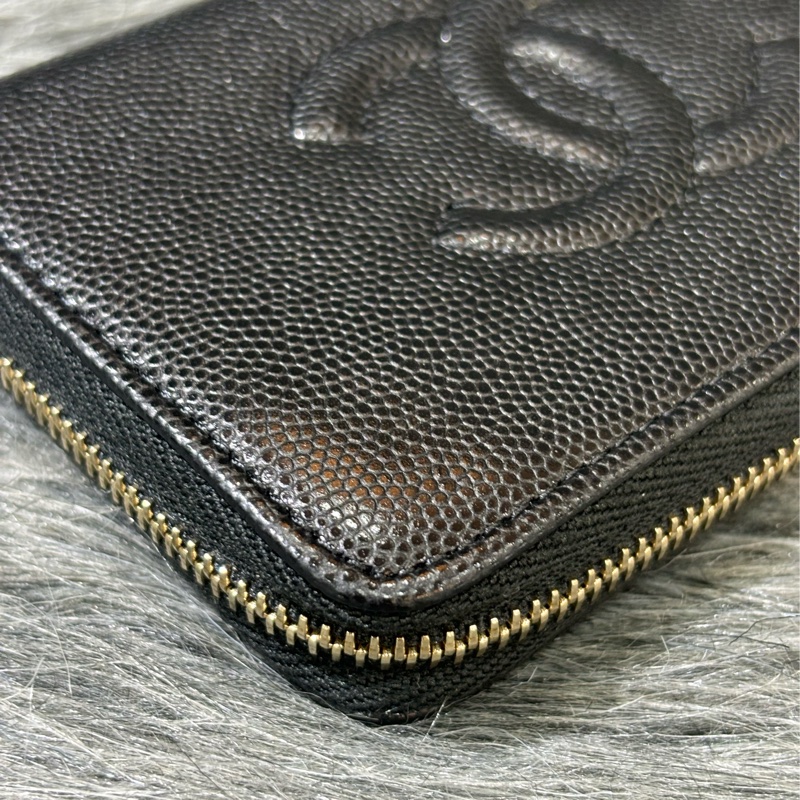 CHANEL AP4658 雙C LOGO 黑色荔枝皮 零錢包 短夾 皮夾 錢包 信用卡包 卡夾-2