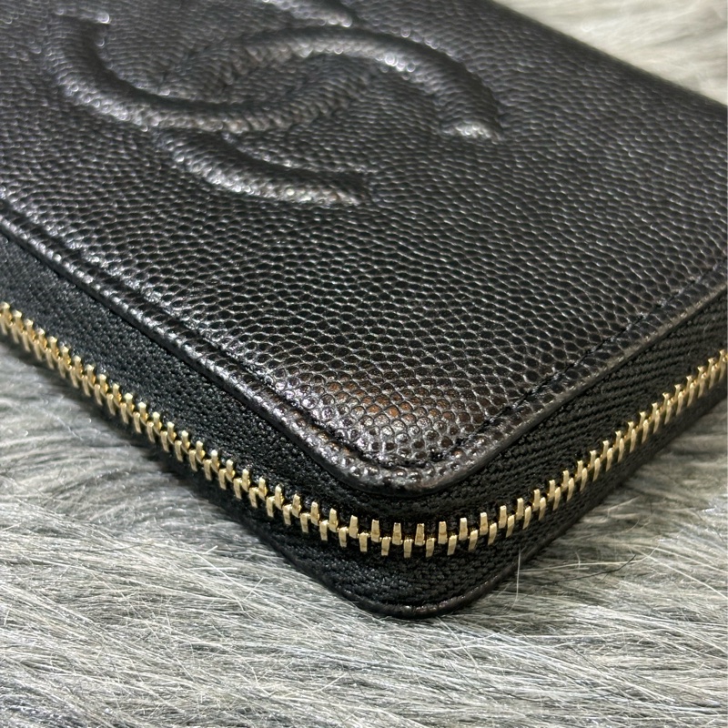 CHANEL AP4658 雙C LOGO 黑色荔枝皮 零錢包 短夾 皮夾 錢包 信用卡包 卡夾-3