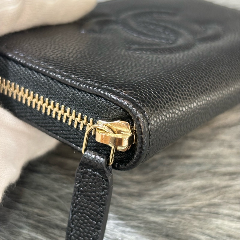 CHANEL AP4658 雙C LOGO 黑色荔枝皮 零錢包 短夾 皮夾 錢包 信用卡包 卡夾-11