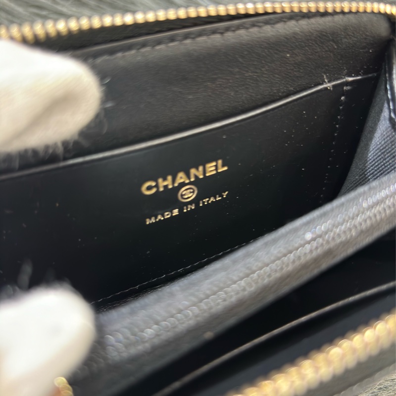 CHANEL AP4658 雙C LOGO 黑色荔枝皮 零錢包 短夾 皮夾 錢包 信用卡包 卡夾-17
