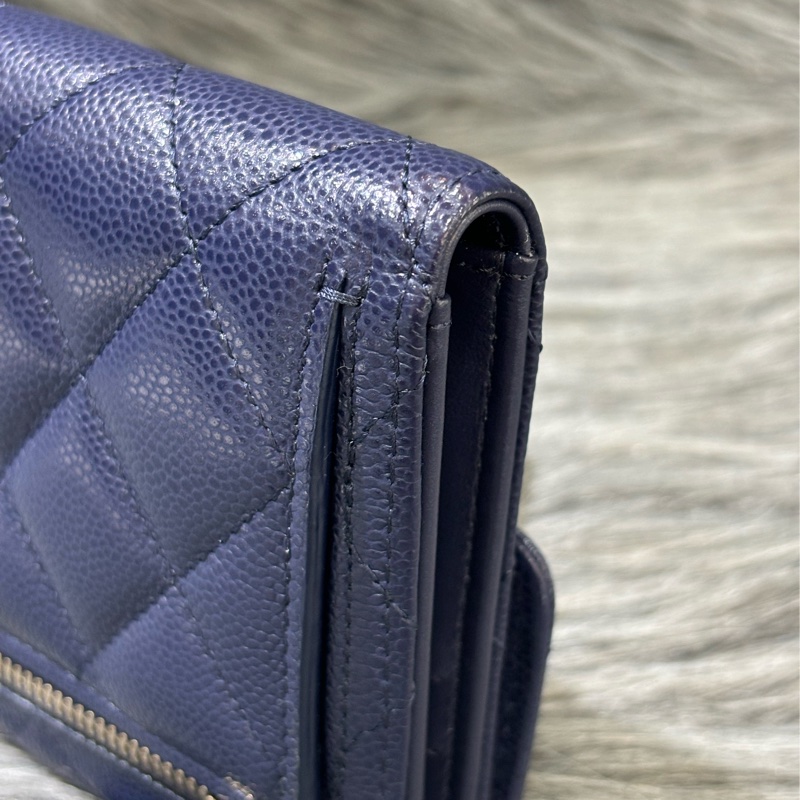 CHANEL AP0231 COCO 閃電紫色荔枝皮金釦 零錢包 短夾 皮夾 錢包 信用夾-10