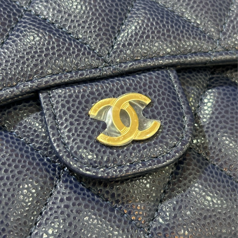 CHANEL AP0231 COCO 閃電紫色荔枝皮金釦 零錢包 短夾 皮夾 錢包 信用夾-11