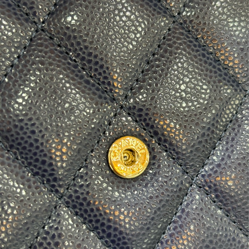 CHANEL AP0231 COCO 閃電紫色荔枝皮金釦 零錢包 短夾 皮夾 錢包 信用夾-13