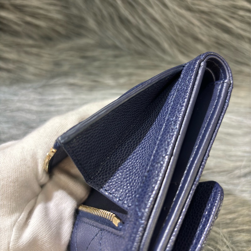 CHANEL AP0231 COCO 閃電紫色荔枝皮金釦 零錢包 短夾 皮夾 錢包 信用夾-23