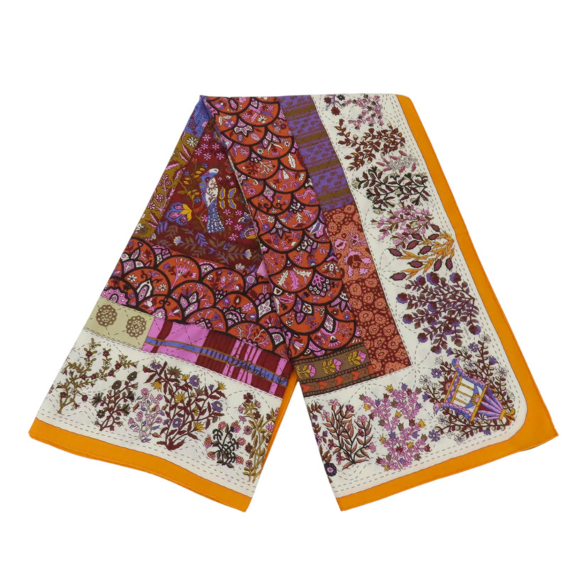 暖色系預訂喀什米爾絲綢方巾-0