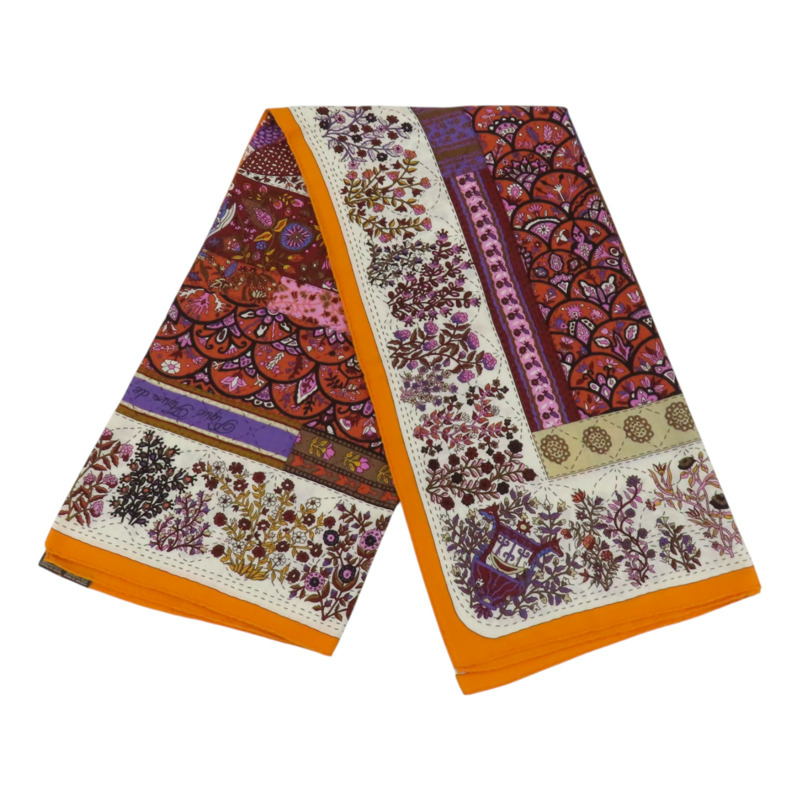 暖色系預訂喀什米爾絲綢方巾-1