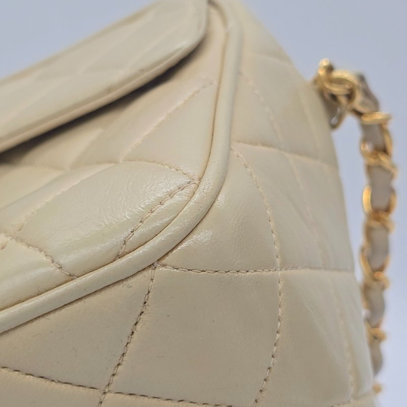 【中古美品♥️1992 年】CHANEL 香奈兒 VINTAGE 奶油黃 羊皮 Au750鍍金鏈條 相機包-9