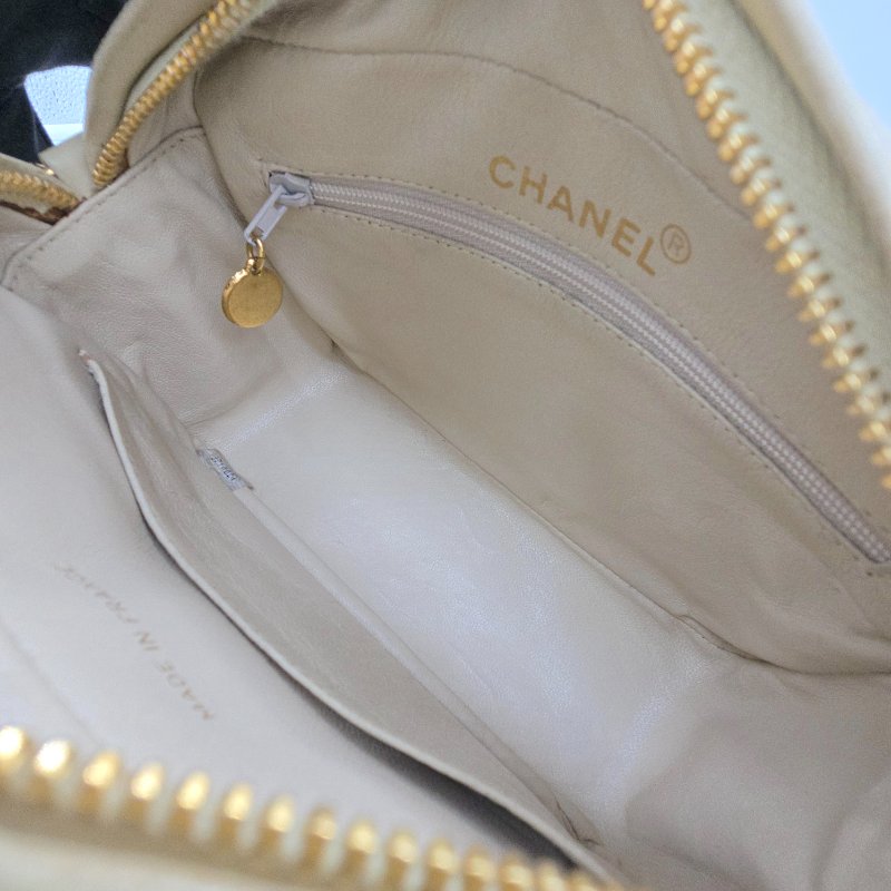 【中古美品♥️1992 年】CHANEL 香奈兒 VINTAGE 奶油黃 羊皮 Au750鍍金鏈條 相機包-10