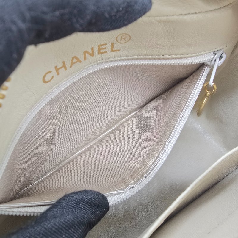 【中古美品♥️1992 年】CHANEL 香奈兒 VINTAGE 奶油黃 羊皮 Au750鍍金鏈條 相機包-12