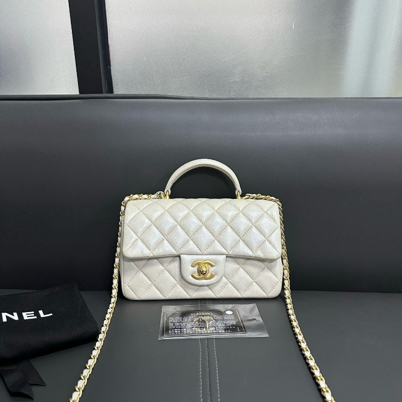 Chanel 21S白金幻彩羊皮手柄款mini cf-7