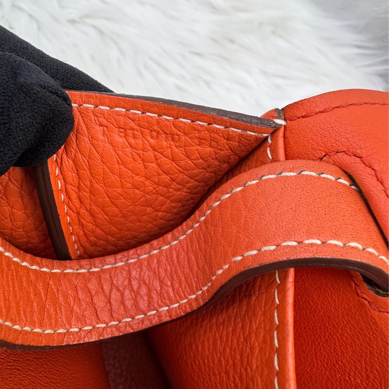 Hermes Halzan 9M三文魚色 clemence  銀扣 31cm-5