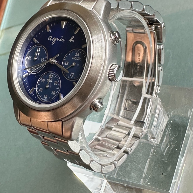 Agnes b. 三眼計時器 石英女錶/原裝精鋼錶帶甚美*高價好錶*佳品-2