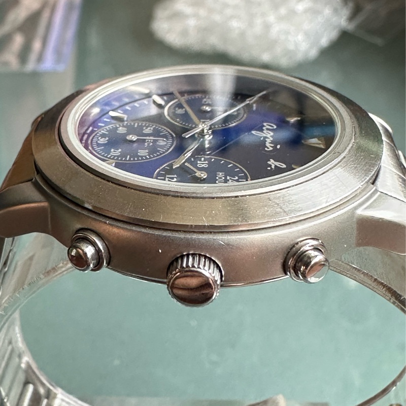 Agnes b. 三眼計時器 石英女錶/原裝精鋼錶帶甚美*高價好錶*佳品-15