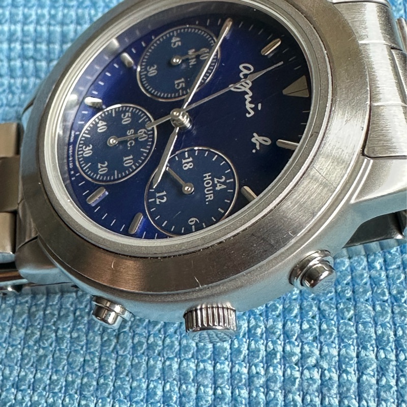 Agnes b. 三眼計時器 石英女錶/原裝精鋼錶帶甚美*高價好錶*佳品-22