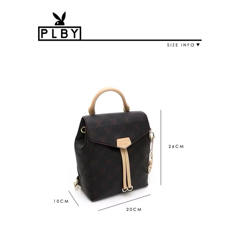 愛買物PLAYBOY青春世代x翻玩老花 N-Natty系列 後背包 女包 手提包 肩背包 多背法 百搭 黑金色 時尚包包-4